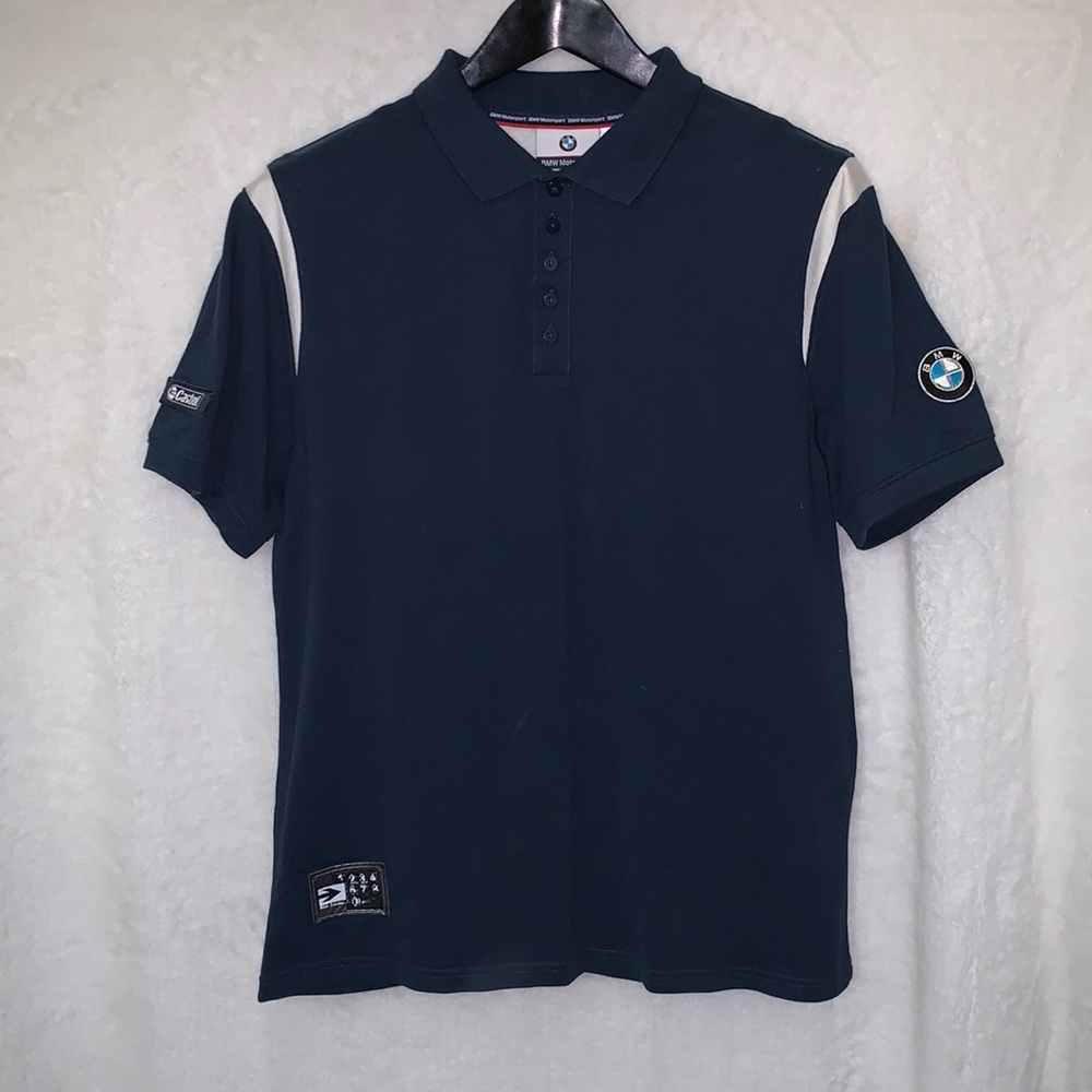 BMW Motorsport Men’s Polo Shirt Size Medium Blue Preowned.